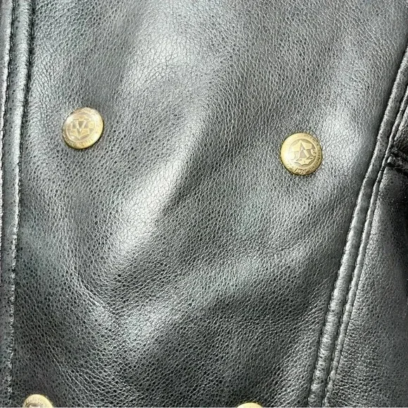 V Made in Italy soft Leather black Coat with super warm lining, pockets - Picture 7 of 11